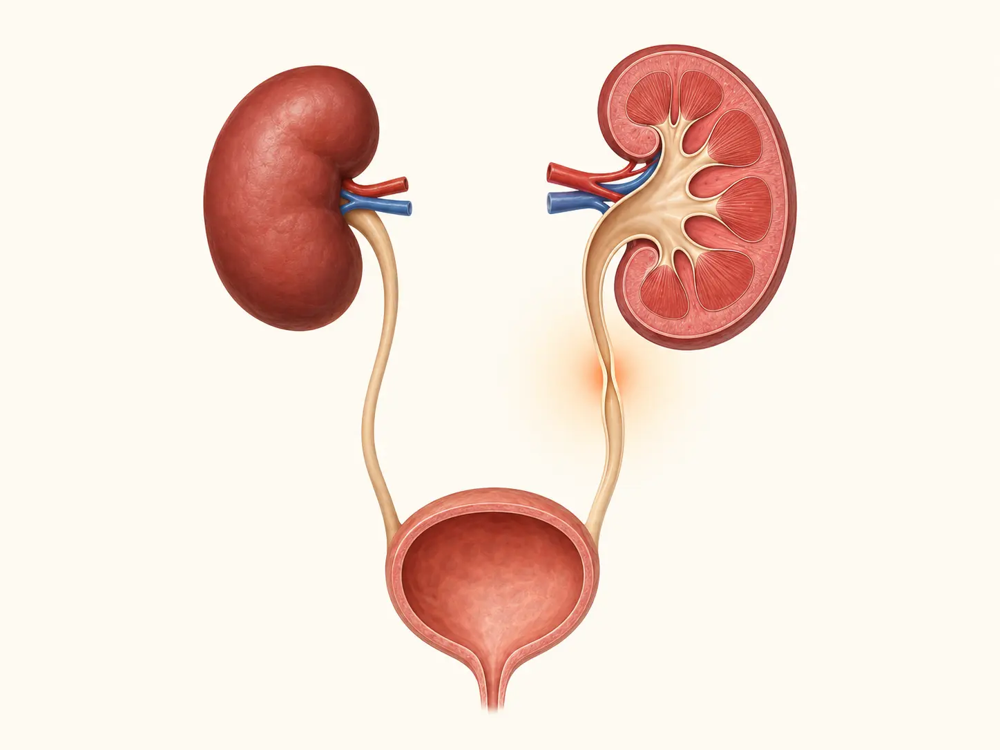 Educational illustration of the kidneys and urinary tract