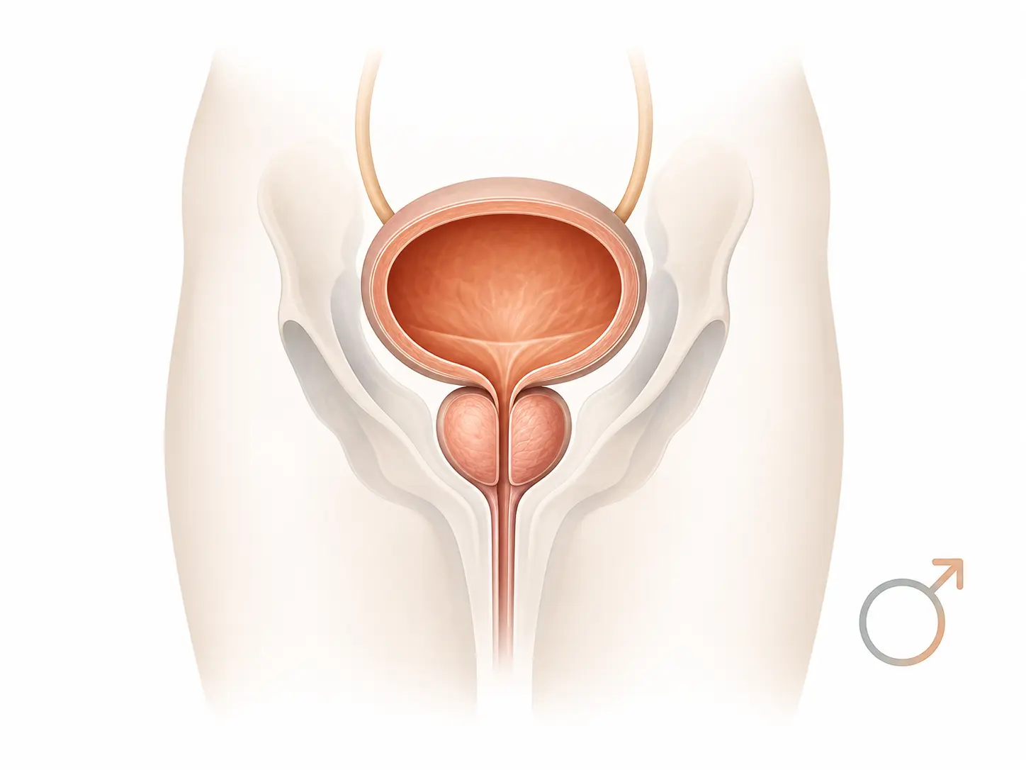 Discreet educational illustration representing men's urological health