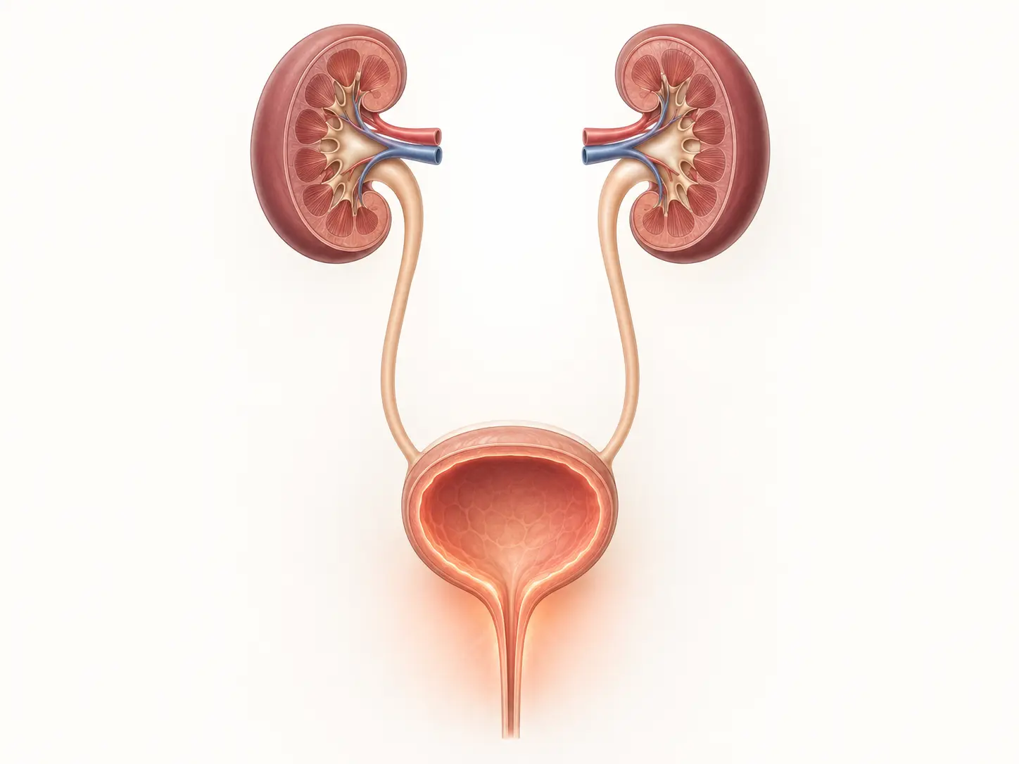 Educational illustration of the bladder and urinary tract